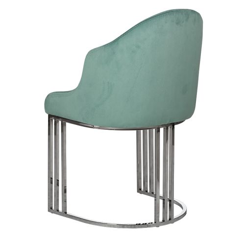 By Kohler  Citrine arm dining chair turquoise color with silver legs (200314)