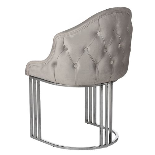 By Kohler  Shell arm dining chair silver legs half round (200319)