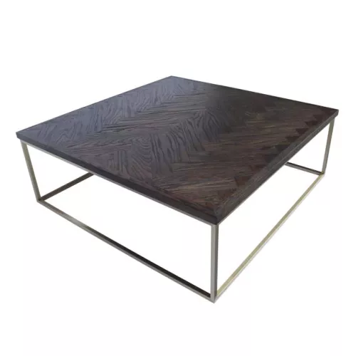 By Kohler  Coffee Table Pitsburg 120x120x42cm Brushed Antique bronze / Top black parquet (202212)